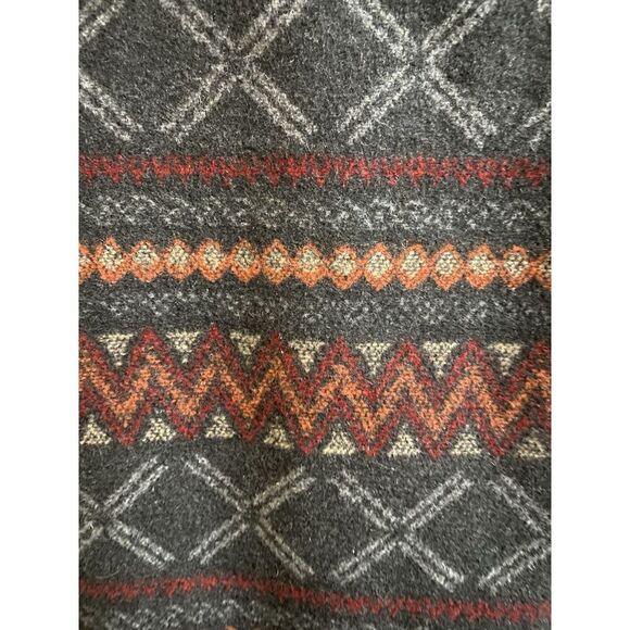 DEMOCRACY Gray Boho Western Pattern 1-Button Wrap Fringe Hooded Vest Sz L - Picture 8 of 12